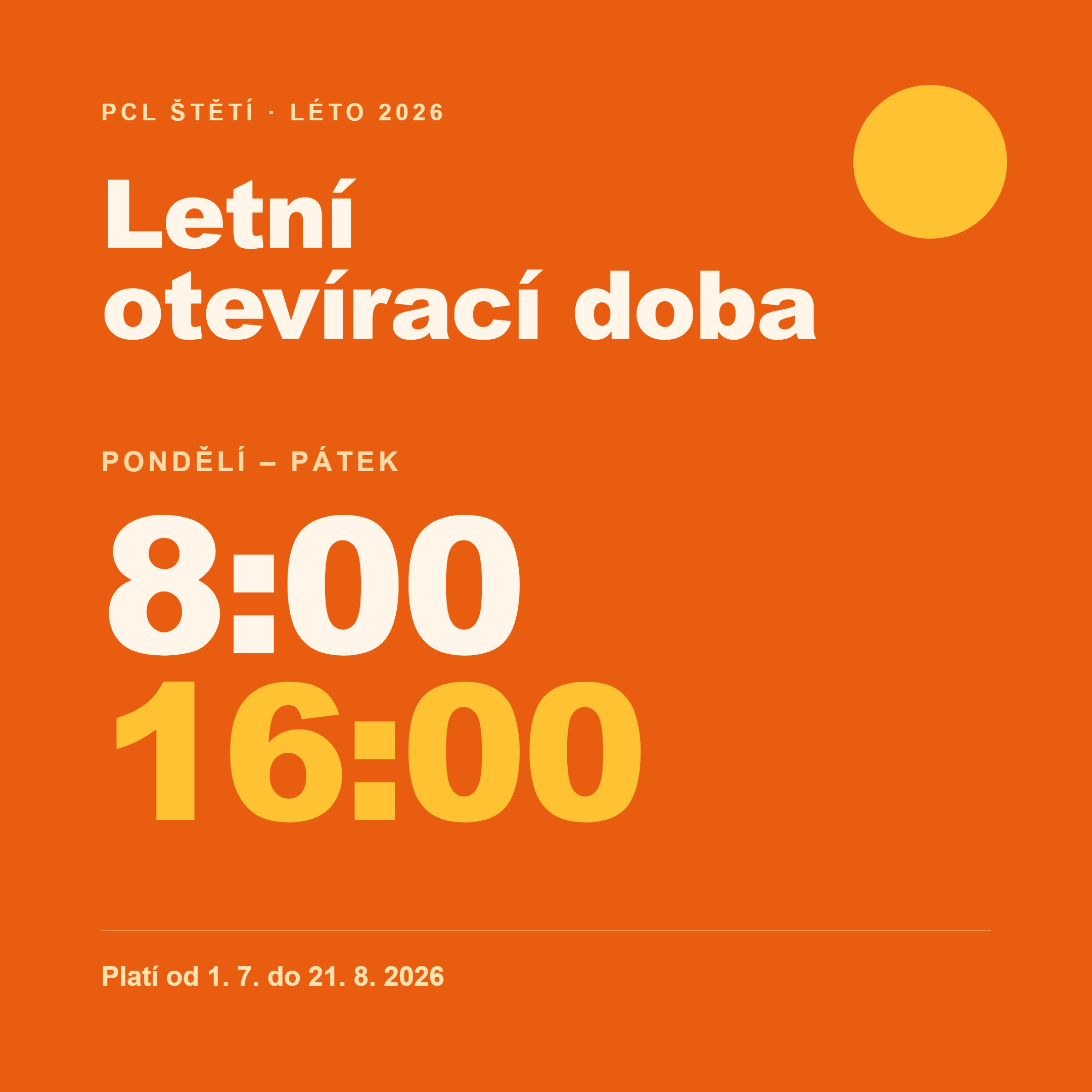 Letní otevírací doba